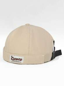 1 peça de chapéu de pele de melão bordado com letras, chapéu de proprietário masculino e feminino para primavera e verão, chapéu personalizado estilo hip-hop sem aba, chapéu ajustável e respirável com cúpula, chapéu retrô para casal de rua, chapéu resistente ao sol e ao vento, homens e mulheres podem usar, adequado para circunferência da cabeça de 22,05 a 23,62 pol.