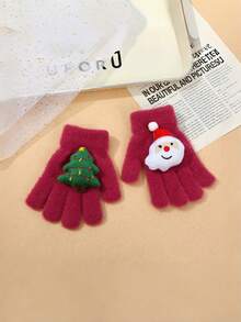 A Pair Of Winter Christmas Warm Gloves. Women's Student Outdoor Thick Warm And Cute Gloves. - Multicolor - View 4