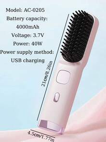 Cepillo alisador de cabello inalámbrico con iones negativos USB, 2 en 1 para alisar y rizar, pantalla LCD portátil, cepillo alisador recargable, alisador de cabello sin cable