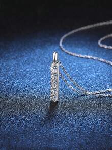 BLOVEMEE 3pcs 925 Silver 1.5 Carat Moissanite Earrings & Necklace Set, Suitable For Women's Daily Wear, Party, Holiday, Valentine's Day, Mother's Day, Wedding Anniversary Jewelry Gift