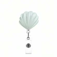 1pc Iridescent Scallop Retractable Badge Reel, Nurse/Doctor ID Card Holder Clip - Multicolor - View 11