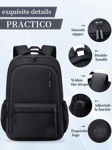 1 pezzo Zaino casual con chiusura a cerniera, adatto per scuola, lavoro, viaggio, sport, pendolarismo, uso quotidiano, design a più tasche con grande capacità