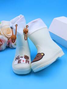 1 Pair Cute Cartoon Bear Kids Rain Boots, Non-Slip Lightweight Comfortable Outdoor Sports Waterproof Boots, Suitable For Rainy Play And School Activities - White - View 7