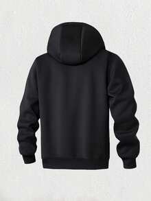 1 Set Women's Thermal Lined Sports Suit, Hooded Sweatshirt Fleece Sweatshirt + Thermal Lined Warm Sports Pants, Suitable For Outdoor Sports & Leisure In Winter - Black - View 6