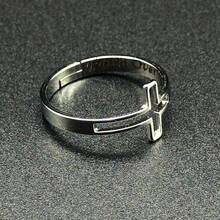 Sideways Cross Ring Religious Faith Over Fear Inside Remind Pray To God Jesus| Adjustable Stainless Steel Religious Cross Ring| Jewelry Box Included2025 - màu đen - Xem 7