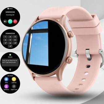 男女通用智能手表，1.39英寸高分辨率全触控屏幕，运动智能手表，支持多种语言，具备音乐播放器、通话功能和消息通知功能，迷你智能手表，适合学校、运动、活动、户外运动、居家生活、日常出行等多种场合，轻巧便携，兼容安卓和苹果系统，男女皆宜，是节日礼物/生日礼物的理想之选。