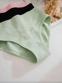 Kit 3 Women's Ribbed Panties, High Waist, Premium Comfort - Assorted Colors - 彩色 - 查看 7