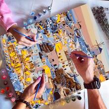 1pc DIY Digital Oil Painting Kit - City Landscape Oil Painting Art Set With Brushes And Paints, Ideal For Stress Relief, Painting By Numbers, Handmade Wall Decor, Artwork, Beginner Painting, Perfect Gift For Friends - Multicolor - View 4