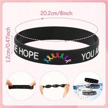 42Pcs Halloween Silicone Bracelets Halloween Favors Supplies Rubber Wristbands Party Goodie Bag Stuffers Fillers Decorations Accessories 6 Designs - Cancer Awareness Style - View 5