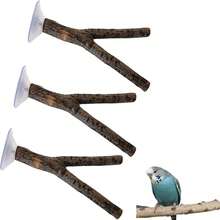 Crovakeu 3-Lot Suction Cup Window Bird Perch Stands - Parrot Shower Perches For Small To Medium Parrots