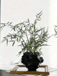 1 pieza Jarrón de cerámica con flor de coral de arte moderno para decoración del hogar y oficina, escultura, decoración bohemia para mesa de café, estantería de oficina, sala de estar (Negro)