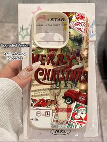 1pc New Christmas Tree & Gift Pattern Litchi Texture Waterproof Shockproof Anti-Slip Soft Phone Case, Suitable As Birthday, Holiday Gift For Friends, Family, Couples, Compatible With Apple// Phones - Multicolor - View 1