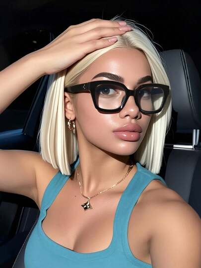 1 pieza de gafas unisex con lentes transparentes retro cuadradas Y2K para mujer