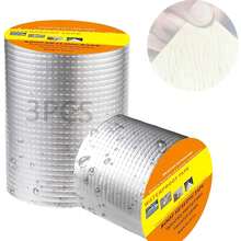 3 Rollos de Cinta de Butilo Impermeable para Exteriores, Cinta de Reparación de Butilo de Aluminio sin COV para Tuberías, Toldos, Velas y Techos - 1 - Ver 8