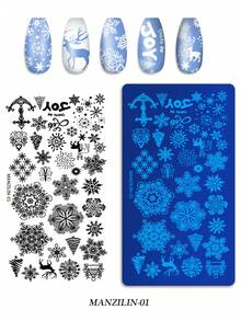 1 buc. Placă de ștampilare pentru unghii din oțel inoxidabil, șablon de imprimare cu model de șosete cu fulgi de zăpadă și cerbi de Crăciun, accesoriu de ștampilare DIY pentru unghii din seria de Crăciun