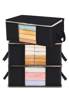 3 件套家居收纳袋，可折叠家用收纳盒，适用于衣物、床上用品、毛衣、家居和衣柜整理