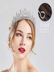TOBATOBA Silver Wedding Crystal Tiaras And Crowns For Women, Bride Royal Queen Headband Princess Quinceanera Headpieces For Birthday Prom Pageant Party - Màu Cam cháy - Xem 5