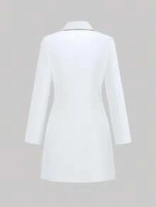 cimmuovere 女士长袖多口袋护士服，适用于牙医、医疗保健、宠物医院、实验室等场所，春季白大褂 - 白色 - 查看 7