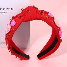 NOVIIML e's Day Headbands for Women Rhinestone Beaded Heart Headband Pink Red Heart Crystal Knotted Headband Valentine's Day Hair Accessories Party Decor Gifts Beaded Heart A - Corazón de cuentas A - Ver 5