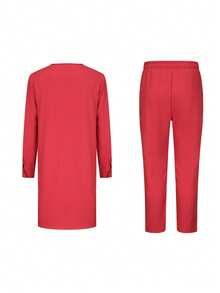 Dashiki African Men Suit Long Sleeve Embroidered Crew Neck Shirt And Casual Pants 2 Pieces Set Kaftan Festive Wedding Party Traditional Clothing For Men - Red - View 3