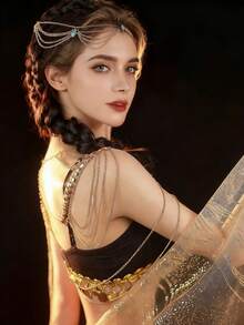 1pc Minimalist Retro Bohemian Green Turquoise Tassel Headband With Gold Chain, Hair Accessories, Head Pieces Jewelry, Hair Jewellery, Wedding,Stocking Stuffers,Stocking Fillers,Stocking Stuffers For Women,Stocking Fillers Women,Christmas Gifts,Gifts,Christmas Stocking Fillers,Gifts For Women,Gift,Christmas Gift,Stocking Stuffers For Adults,Stocking Fillers For Adult,Hair Stuff,Women's Accessories,Stocking Stuffer,Coming-Of-Age Hair Accessory,Christmas Hair Accessories,Gift Ideas For Women,Beauty Stocking Fillers,Christmas Gifts For Women