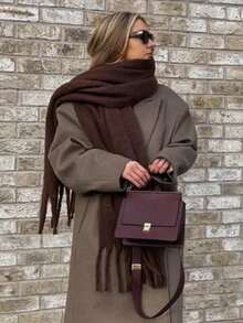 2025 Women Scarf Winter Warm Thick Shawl Wraps Fashion Solid Color Pashmina Scarves Long Tassel Hijab Stoles Bufanda Cashmere - XW12A-8 - View 10