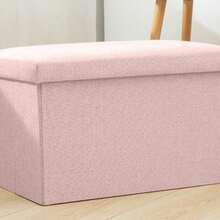 1pc Foldable Linen Storage Ottoman, Large Capacity, Suitable For Shoe Changing Or Sofa Bench, Multi-Functional Storage Stool