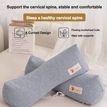- Almohadas para cuello y cuello cervical, almohada de alforfn, almohada de apoyo para el cuello, almohada de cuello cervical, alivio del dolor de cuello para dormir de espalda y lateral - gris - Ver 6