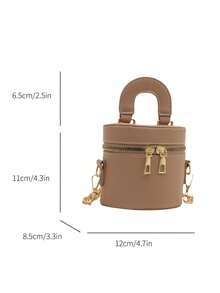 Borsa da trucco in bordeaux di alta qualità, nuova e di nicchia per donna, mini borsa per rossetti, borsa a tracolla - Cachi - Visualizzare 5