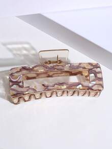 1个简约大理石纹方形发爪，优雅大号方形发夹配饰，优雅爪夹冬季发饰，时尚发夹，夏季海滩度假必备 - 彩色 - 查看 2