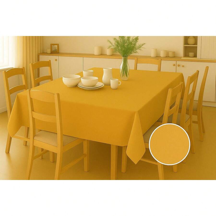 Oxford 6-Seater Tablecloth With Hemmed Finish - Mustard Yellow - View 1