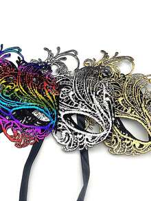 Mặt nạ ren Giáng sinh trang trí tiệc hóa trang, mặt nạ che mắt ren gợi cảm có lá vàng - Nhiều màu - Xem 4