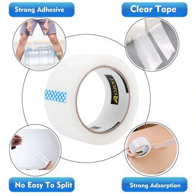 1 Rollo de Cinta de Embalaje Transparente, Diseño de Tamaño Grande para Embalaje y Logística de Envíos, Alta Fuerza Adhesiva para Sellar Cajas de Forma Segura, Adecuado para Oficina, Almacén, Hogar y Diversos Escenarios (Color/Estilo Aleatorio)