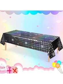 1 Stück glitzernde Laser Disco Tischdecke aus Einwegmaterial, rechteckige Tischdecke, sofortiger Party-Transformer mit lebhaften Effekten aus Aluminiumfolie für Geburtstag, Feiertage, Dekoration, Bar, zauberhafte Tischplattenstimmung