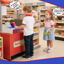 Wooden Cash Register For Kids, Rechargeable Pretend Play Supermarket & Fast Food Restaurant, Kids Cash Register With Play Money, Toy Food, Toddler Learning Toys For Kids Boy & Girl Age 3-5, Blue - 藍色 - 查看 8