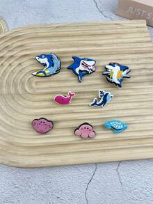 8pcs/Set Cute Ocean Theme Whale, Turtle, Shell Cartoon Pattern Accessories For Sandals, Bracelets, Slippers, Phone Decoration, Suitable For Couples, Birthday, Holiday Gifts