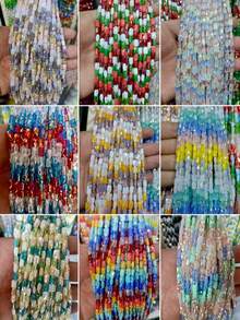 Environ 62 pièces de perles en cristal facetté de couleur mixte de 4x7 mm, matériaux de fabrication de bijoux DIY pour bracelets, colliers et accessoires