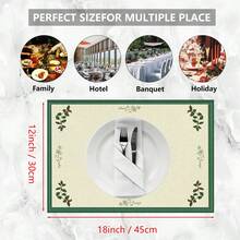 1/4/6/8/12 Stücke bunte Weihnachtsbaum Muster Leinen Tischsets, waschbare bedruckte Tischmatten, Oberflächenschutzmatten, Innen- und Außenbereich Tischsets, geeignet für Feierlichkeiten, Küche & Esszimmer - Verschiedenfarbig - Übersicht 12