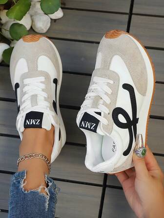 New Women's Casual Shoes, Fashionable Floral Design, PU Upper, Low-Top Lace-Up Anti-Slip Outsole, Classic Tennis Shoes, Suitable For Casual & Sports Wear