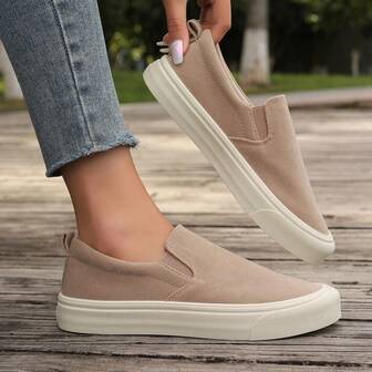 Women's Casual Canvas Shoes 2025, Thick Sole Sneakers, Loafers, Slip-On Flats, Comfortable Shoes, Size 36-43