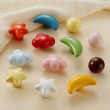 1 pieza Tirador de cajón de cerámica, color macaron, con forma de nube, estrella y luna, adecuado para cocina, gabinete, dormitorio, armario, baño, tocador, muebles - Multicolor - Ver 1