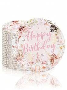 10 piezas/20 piezas/50 piezas Platos de papel con diseño de hadas Platos de postre de papel desechables con diseño de setas de 7 pulgadas y platos de cena de papel de 9 pulgadas con tema de hadas para fiestas de jardín, té, boda, cumpleaños y fiesta de bebé
