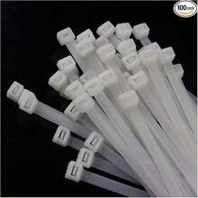Self-Locking Nylon Ti,Zip Tie Cable Ties Per Pack Of 100, Pull Strength Suitable For Outdoor Workshop Farm(White)Tensile Strength Heavy-Duty Cable Tie Self-Locking Nylon Tie