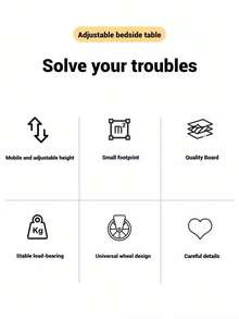 1 件便携式滚动笔记本电脑桌 - 可调节高度带轮移动边桌，23.7 英寸/31.5 英寸 C 形桌，适用于床、沙发、长沙发、家庭办公室 - 可锁定脚轮 - 白色 - 查看 3