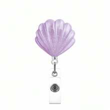 1pc Iridescent Scallop Retractable Badge Reel, Nurse/Doctor ID Card Holder Clip - Multicolor - View 7