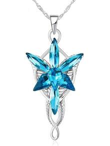 Lord Of The Ring/Arwen Evenstar/Elven Green Tree Leaf/Thorin Oakenshield Necklace Lord Of The Ring Pendant Necklace With Cubic Zirconia,Elvish Jewelry For Women2025 - Arwen Evenstar 項鍊-藍色 - 查看 11