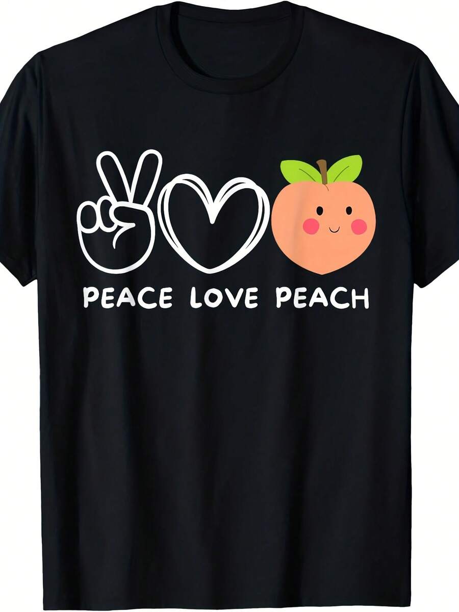 Peace, Love Peach Retro Peach Lover Fruit Lover T-Shirt - 款式19 - 查看 1