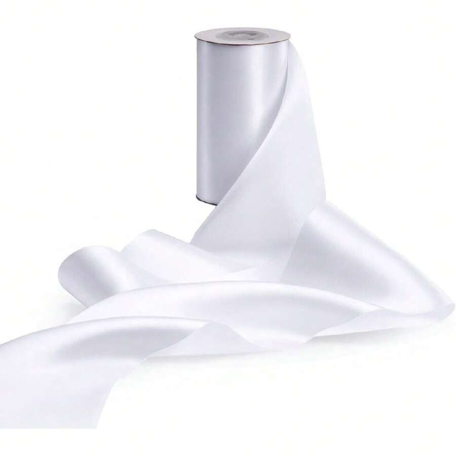 White Satin Ribbon 4 Inch Wide Double Face White Ribbon For Gift Wrapping Chair Sashes Wedding Party Dr Christmas Dr Bows Making Flower Bouquet Wrap -5 Yards,25026533 - trắng - Xem 1