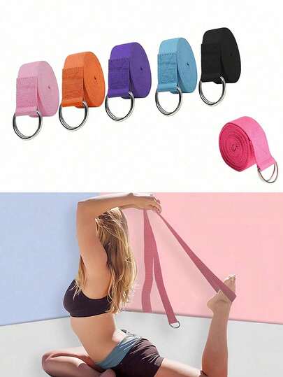 1pc Yoga Strap/Pilates Resistance Band, Adjustable Double D-Ring Metal Buckle, Yoga, Pilates, Dance, Gym Training Stretch Band, Black/Pink/Pink/Purple Yoga Stretch Band, Fitness Stretch Band, Balance Training, Yoga Shoulder Opener Accessories, Weight Chart, Training/Fitness, Sports, Gym Equipment, Fitness Equipment, Resistance Band, Easter, Gifts For Women, Gifts For Best Friends