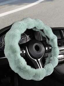 Women's 1PC Plush Steering Wheel Cover - Warm Wool Blend Winter/Autumn Car Accessory, Universal Fit Cozy Steering Wheel Wrap For Female Drivers